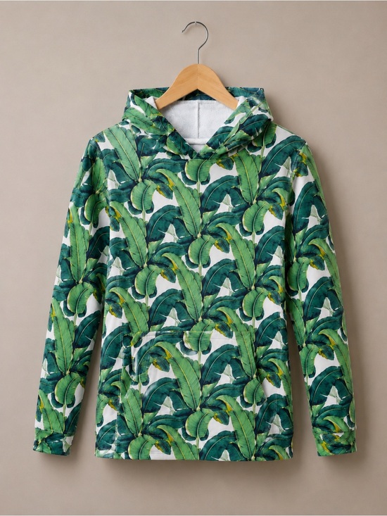 Nice Laundry Other - Nice Laundry Tropical Leaf Hoodie MicroModal French Terry Palm Print Pullover M